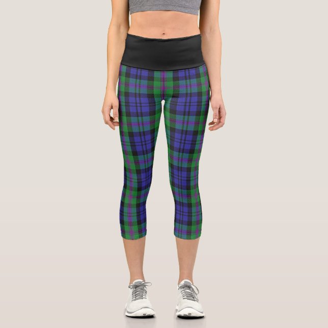 Classic Clan Baird Tartan Plaid Capri Leggings (Front)