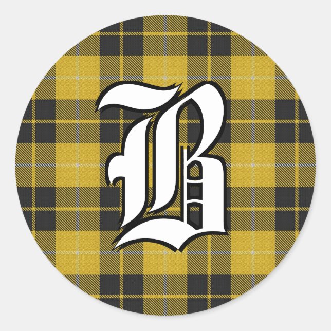 Classic Clan Barclay Tartan Monogram Classic Round Sticker (Front)