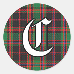 Classic Clan Cumming Hunting Tartan Monogram Round Sticker
