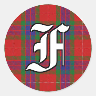 Classic Clan Fraser Tartan Monogram Round Sticker