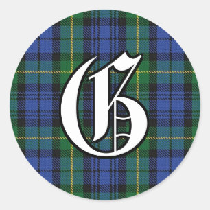 Classic Clan Gordon Tartan Monogram Round Sticker