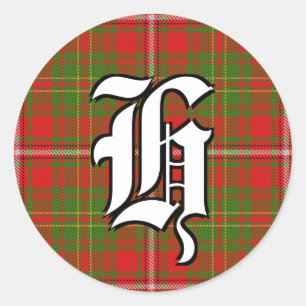 Classic Clan Hay Tartan Monogram Round Sticker