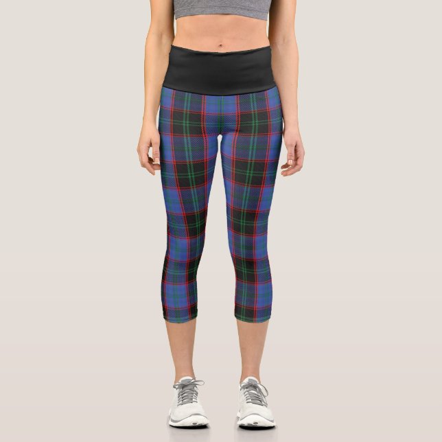 Classic Clan Home Hume Tartan Plaid Capri Leggings (Front)