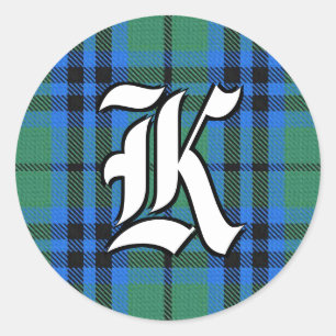 Classic Clan Keith Tartan Monogram Classic Round Sticker