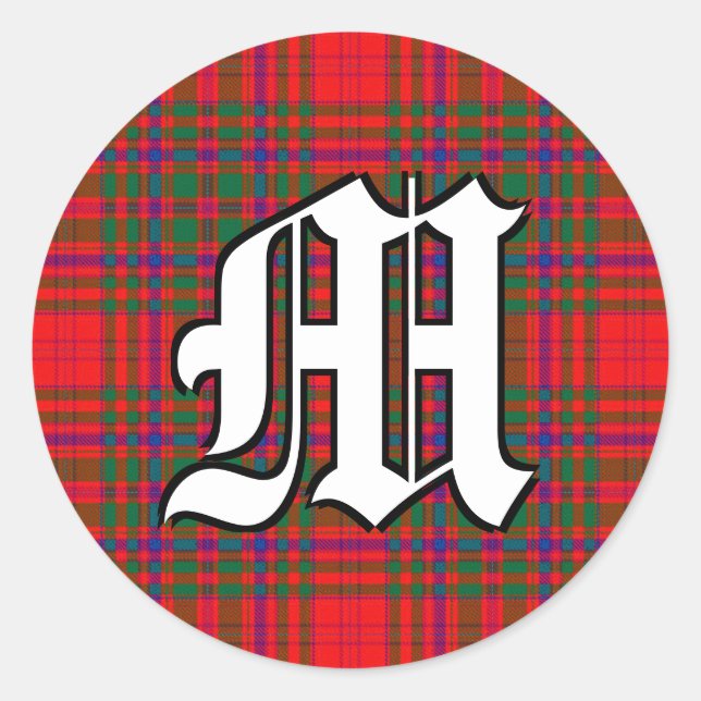 Classic Clan MacDougall  Tartan Monogram Round Sticker (Front)