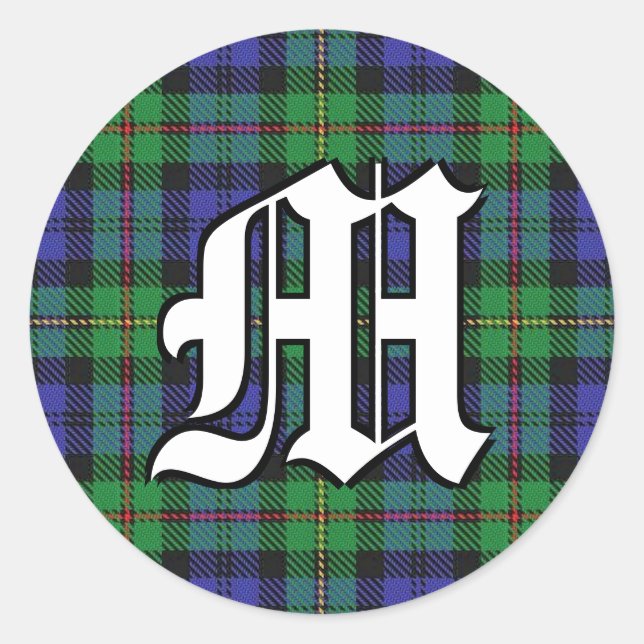 Classic Clan MacEwen Tartan Monogram Classic Round Sticker (Front)