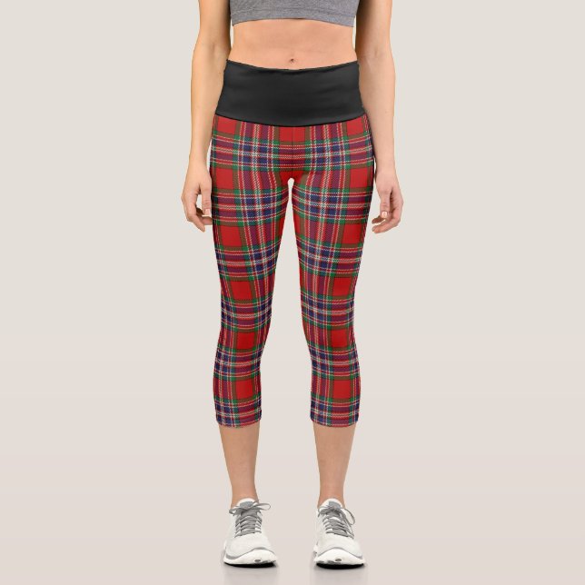 Classic Clan MacFarlane Tartan Plaid Capri Leggings (Front)