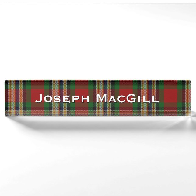 Classic Clan MacGill Custom Desk Nameplate (Front)