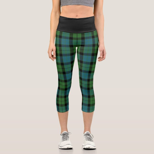 Classic Clan MacKay Ancient Tartan Plaid Capri Leggings (Front)