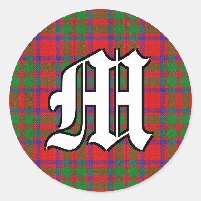 Classic Clan MacKintosh Tartan Monogram Classic Round Sticker (Front)