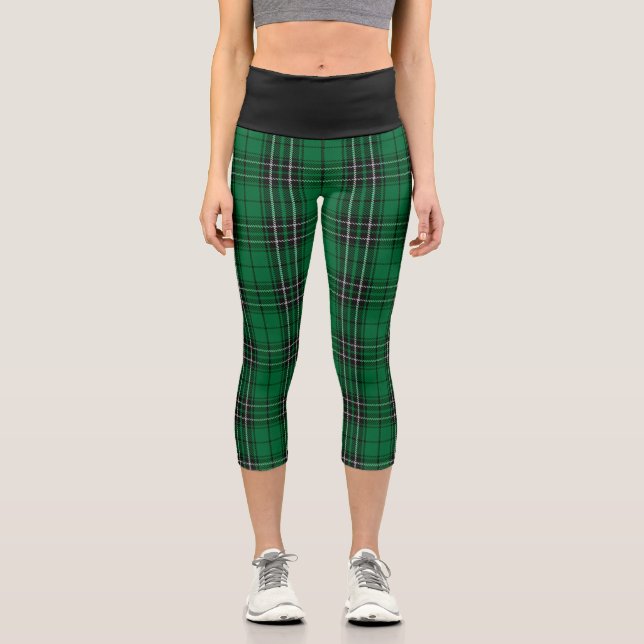 Classic Clan MacLean Hunting Tartan Plaid Capri Leggings (Front)