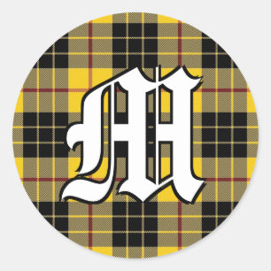 Classic Clan MacLeod of Lewis Tartan Monogram Round Sticker