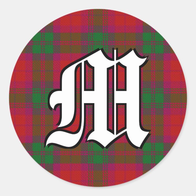 Classic Clan MacNab Tartan Monogram Classic Round Sticker (Front)