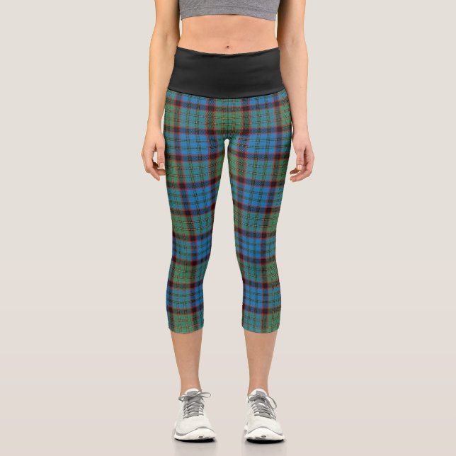 Classic Clan MacNicol Hunting Tartan Plaid Capri Leggings (Front)