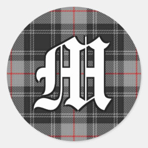 Classic Clan Moffat Tartan Monogram Classic Round Sticker