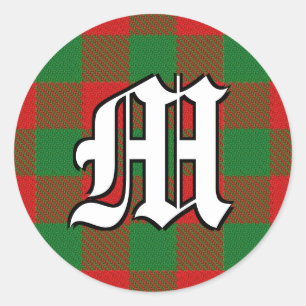 Classic Clan Moncreiffe Tartan Monogram Round Sticker