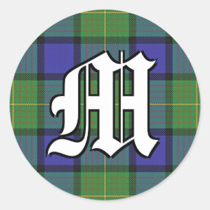 Classic Clan Muir Tartan Monogram Round Sticker