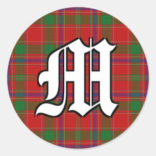 Classic Clan Munro Tartan Monogram Round Sticker