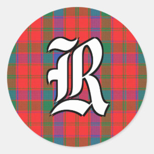 Classic Clan Robertson Tartan Monogram Classic Round Sticker
