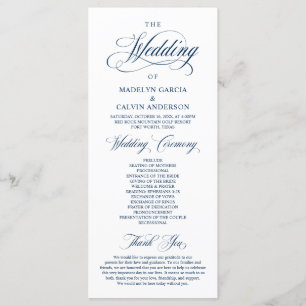 Classic Classy Wedding Program Card