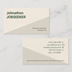 Classic Clean Job Seeker Jobseeker Cream Beige Tan Business Card