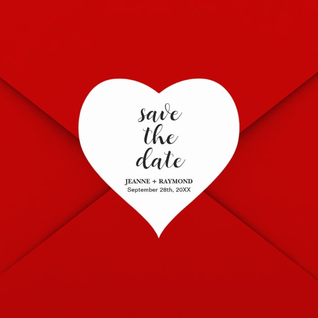 Classic Clean Save the date Wedding Announcement Heart Sticker (Creator Uploaded)