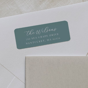 Classic Coastal Aqua Script Return Address