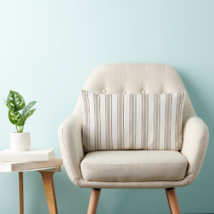 Classic Coastal Cabana Stripe Alabaster Lumbar Pillow