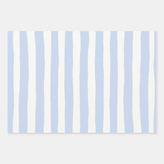 Classic Coastal Handpainted Stripe Wrapping Paper Sheet (Front)