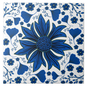 Classic cobalt blue and white William Morris Tile