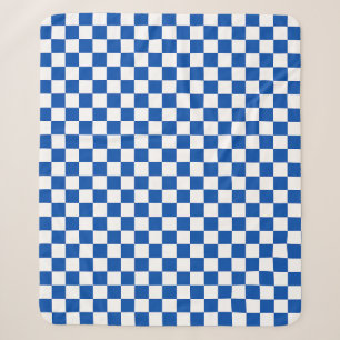Classic cobalt blue checkerboard sherpa blanket