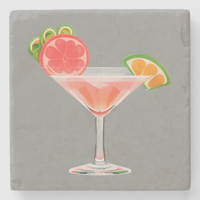 Classic Cocktail Stone Coaster (Front)