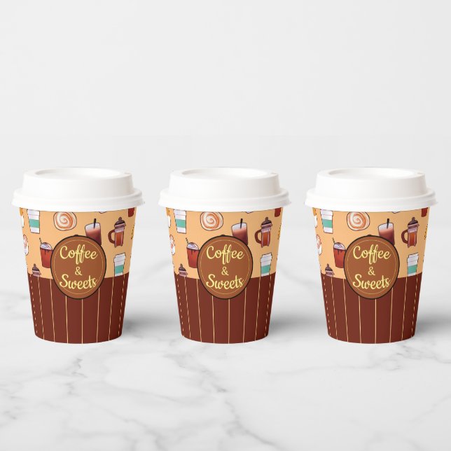 Classic  Coffee Shop And Pastries Paper Cups (Multi)