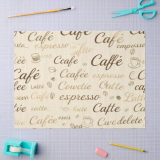 Classic Coffee Typography & Bean Pattern Tissue  Tissue Paper