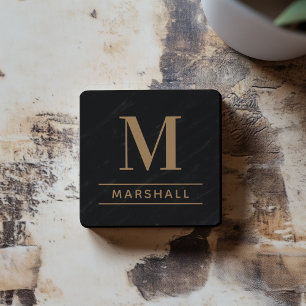 Classic Cognac Tan Personalized Monogram Initial Coaster