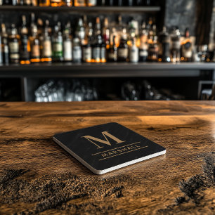 Classic Cognac Tan Personalized Monogram Initial Stone Coaster