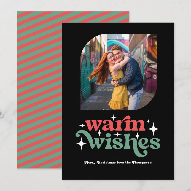 Classic Colorways Modern Retro Christmas Photo Holiday Card (Front/Back)