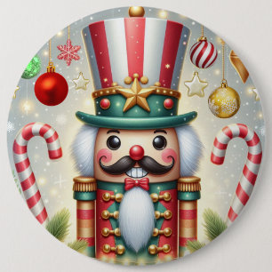 Classic, colourful, whimsical Christmas nutcracker 6 Inch Round Button