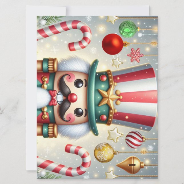 Classic, colourful, whimsical Christmas nutcracker Holiday Card (Front)