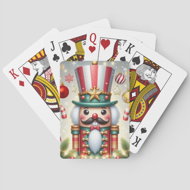 Classic, colourful, whimsical Christmas nutcracker Playing Cards (Back)