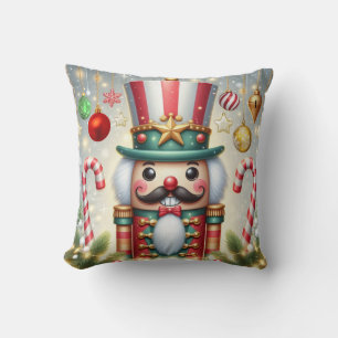 Classic, colourful, whimsical Christmas nutcracker Throw Pillow