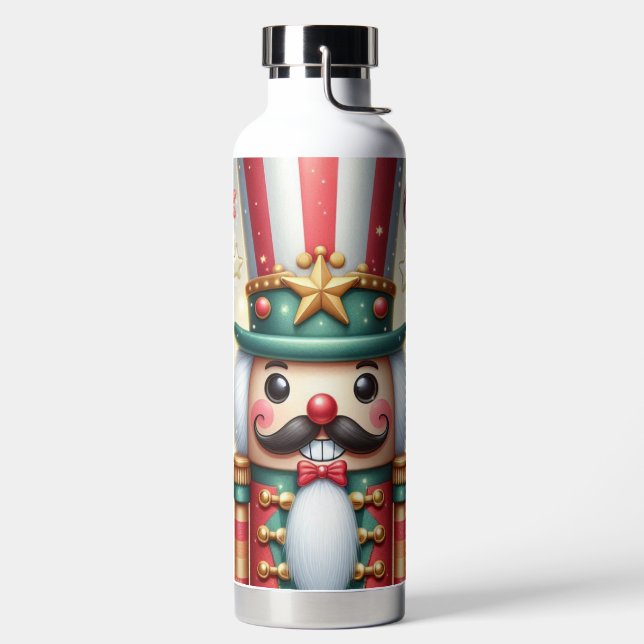 Classic, colourful, whimsical Christmas nutcracker Water Bottle (Left)