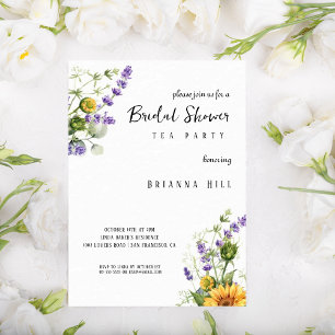Classic Colourful Wild Bridal Shower Tea Party  Invitation