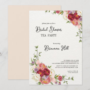 Classic Colourful Wild Bridal Shower Tea Party  Invitation