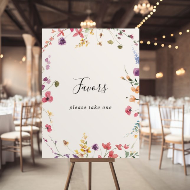 Classic Colourful Wild Floral Favours Sign (Creator Uploaded)