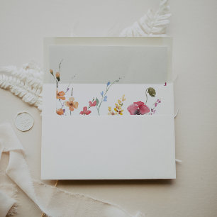 Classic Colourful Wild Floral Self-Addressed RSVP  Envelope