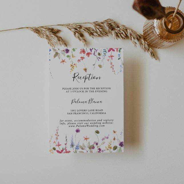 Classic Colourful Wild Floral Wedding Reception  Enclosure Card (Creator Uploaded)