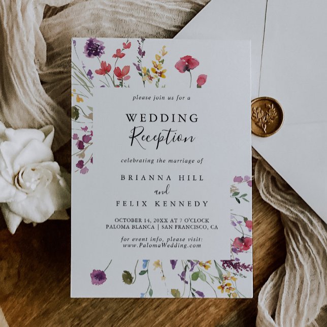 Classic Colourful Wild Floral Wedding Reception  Invitation (Creator Uploaded)