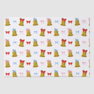 Classic Coquette Christmas Bells and Bows Tissue Paper