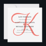 Classic Coral Monogram Save the Date<br><div class="desc">These elegant wedding save the date invitations show off your monogram in large,  stylish text in a trendy coral colour on a white background. A simple,  classy look for your modern wedding.</div>